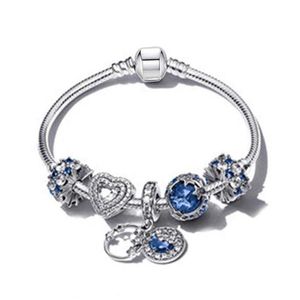2024designer Pandorabracelet Serpent Os Famille Moyens Bleu Bracelet Océan Coeur Ange Ailes Étoiles Conte De Fées Pendentif Bracelet Perlé