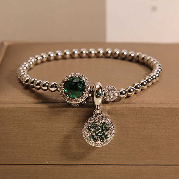 2024designer Pandorabracelet Os de Serpent Style Familial Femme Petit et Luxe Légèrement Serti de Perles Vertes Cadeau Exquis pour le Bracelet Meilleur Ami de l'Étudiant