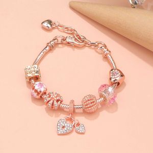 2024designer Pandorabracelet Étoile Lune Double Serpent Os Or Rose Amour Lumière Luxe Pointillé Diamant Artisanat Bracelet Pétale Élégant et Polyvalent