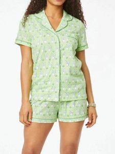 2024designer Dames schattig Roller Rabbit tweedelige broek pyjama Y2K aap geprefabriceerde afdrukken 2-delige pyjama set shirt met korte mouwen Pj shorts vrijetijdskleding 5-1