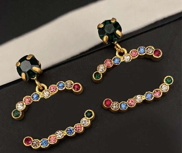 2024Boucle d'oreille Drop Designer Ear Stud 18K Plaqué Or Boucles D'oreilles En Cuivre Mode Femmes Marque Lettre Cristal Strass Perle Femmes Bijoux De Mariage Cadeaux