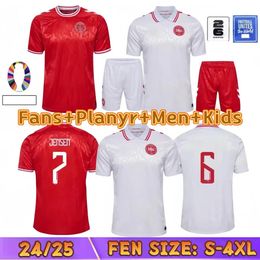 2024 Campeonato de europeos Jersey de fútbol Dinamarca 24 25 Hogar Red White Kjaer Hojbjerg Christensen Skov Olsen Fútbol Camisetas de fútbol