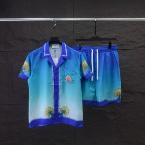 2024GEOMETRISCHE PRINT SHIRT SHIRT SHIRE SHORTSPAKSPAKSPAKTAKS VOOR MENS Summer Hawaii Outfits Sets Two Pally Blouse Trousers SetP66618