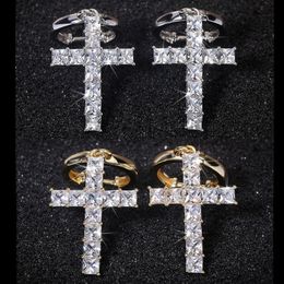 Boucles d'oreilles carrées plaquées or, haute qualité, CZ, croix, cerceaux pour hommes et femmes, joli cadeau pour ami 307S, 2024