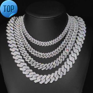 2024Hip Hop Sieraden 8/10/12/15/20mm Diamond Cubaanse Link Ketting voor Mannen Verzilverd Miami Cubaanse Iced Out Cz Prong Cubaanse Link Chain