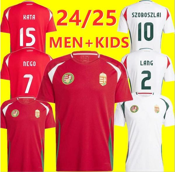 2024Hongrie Euro Cup Soccer Jersey Szoboszlai Nouveau 2025 Équipe nationale hongroise 24 25 Maillot de football Hommes Enfants Kit Set Accueil Rouge Extérieur Blanc Uniforme Homme GAZDAG ROLAND 888