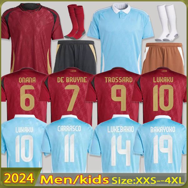 2024 MAILLOT Bélgica 2024 Jersey de fútbol de Bruyne Lukaku Doku 2024 Euro Cup Camisa de fútbol Camiseta de fútbol para niños