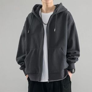 2024 Male Sweat à capuche à capuche pour hommes Sweats à capuche noirs solides Zip up up ulm y2k Vintage bas prix en lâche 240219