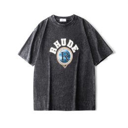 2024men's T-shirts Trendy Summer Rhude Imprimé à manches courtes T-shirt American High Street Trend pour hommes et femmes