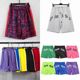 2024 MENEN PALMS SHORTS SHORTS Dames Angel Designers Shorts Broek Letter Afdrukstrip Webbing Webbing Casual Vijfpunts Vijfpunts Summer Beach Kleding Blue GEen Strandbroek