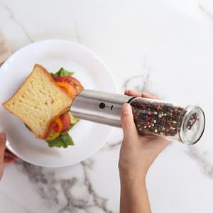 2024New elektrische automatische zout- en pepermolenset oplaadbaar met USB Gravity Spice Mill verstelbare kruidenmolen keukengereedschap