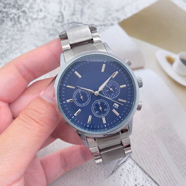 2024NEW Luxury Mens Watches Tous les cadrans travaillant Quartz Watch High Quality Top Marque Chronograph Clock Steel Belt Fashion Montre de Luxe Six Needle Work Work Wholesale