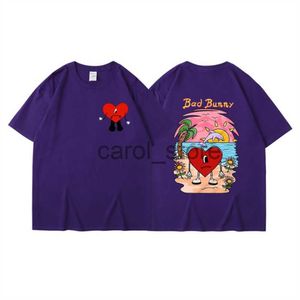 2024New T-shirts pour hommes Bad Bunny UN VERANO SIN TI Graphics Hip Hop Street Summer Music Album Imprimer Manches courtes Y2k Vêtements Unisexe Tops Tee She Is A Caring Person Polo 88