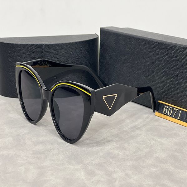 2024Nuevos modelos de gafas de sol de diseño UV400 Gafas de sol al aire libre Moda Gafas de sol clásicas para mujeres Gafas de lujo Triángulo icónico Color de mezcla Opcional