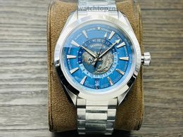 2024new OM Factory 24 heures anneau en cristal d'hésalite vaste monde 43MM de diamètre série Sea Mare relief terrestre bleu mer 9300 mouvement