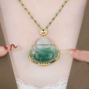 2024New Pendentif Imitation Jade Maitreya Bouddha riant Gong Big Belly Collier haut de gamme Luxury Luxury Womens Clavicle Clothing 1H53C