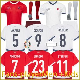 2024New Suisse Shaqiri Soccer Jerseys Kid Kit Home Away Football Shirts2025 Euro Cup Swiss Team National Team Home Red Suisse Elvedi Akanji Zakaria Sow Rieder