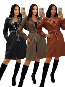 2024 NEW Brand de créateur de mode féminin Marque Mid Longue Coat Celebrity Style imprimé ceinture intérieure Inner Long Coat's Long Coat S-XXXL Y71377