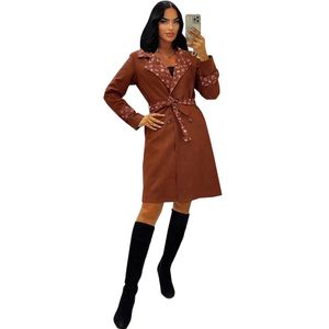 2024 NEW Brand de créateur de mode féminin Marque Mid Longue Coat Celebrity Style imprimé ceinture intérieure Inner Long Coat's Long Coat S-XXXL Y71377