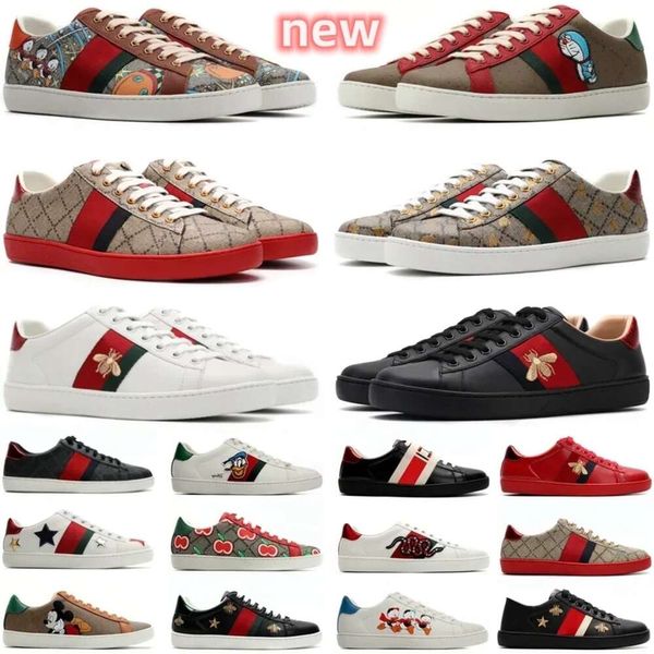 2024NewLuxury Designer chaussures hommes femmes dessins animés chaussures décontractées serpent broderie rayures classique hommes baskets