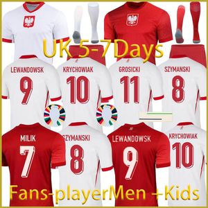 2024poland Lewandowski Kit de chemise de football Men 24 25 Polska Équipe nationale Euro Cupn Milik Piszczek Piatek Grosicki Krychowiak Zielinski Home Away Soccer Jerseys