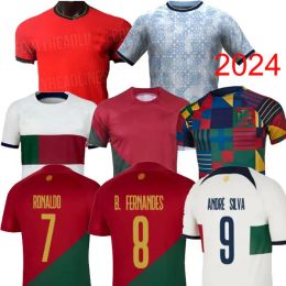 2024 Camisetas de fútbol portuguesa Bruno FERNANDES DIOGO J. URUGUAY Joao Félix 22 23 Camiseta de fútbol pre partido especial BERNARDO DOHA hogar lejos niños camiseta SUICA