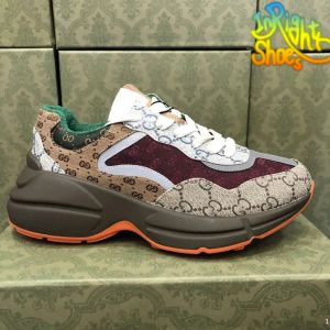 2024Rhyton Sneakers Designer Chaussures G Trainers en cuir Toile brodée Platform sur des chaussures imprimées vintage Men Low Femmes Femmes 34-45