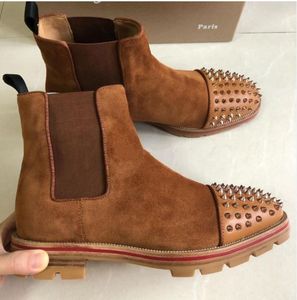 2024S Élégant Marque Hommes Melon Spikes Bottines Lug Semelle En Cuir De Veau Robe De Mariage Martin Booties Gentleman Moto Bottes EU38-46 Avec Boîte