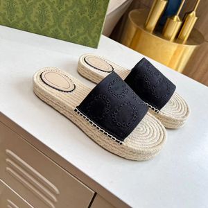 2024s/s merk dames in elkaar grijpende g espadrille sandalen schoenen snoer schuif flat platform met rubberen bodem rubberen bodem slippers dagelijkse dame lopen EU35-42 4.8 04