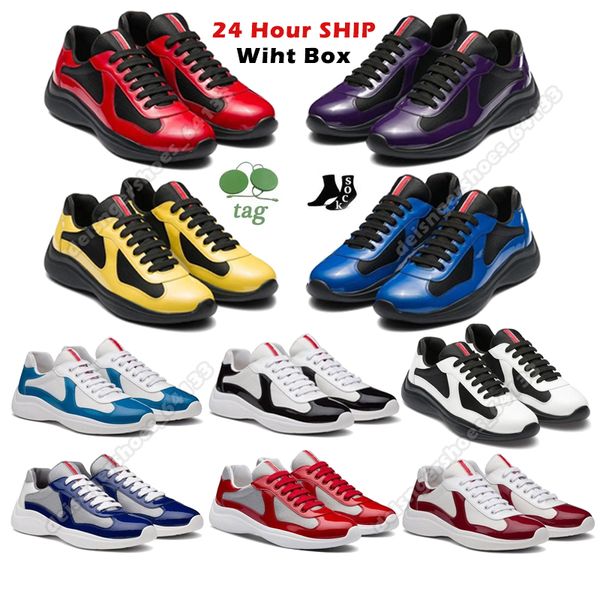 2024S/S Casual Runner Chaussures de sport Coupe de l'Amérique Baskets basses Chaussures Hommes Semelle en caoutchouc Tissu Cuir Verni Hommes Gros Discount Trainer Womens Running Shoes