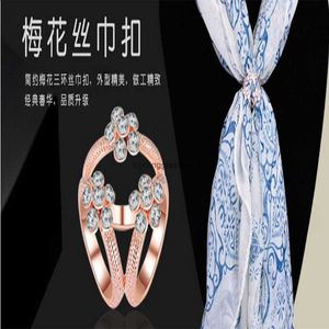 2024Scarf Buckle Shawl Accessories Three Ring High-End Scarf Jewelry Dames Koreaanse versie broche en pin populair