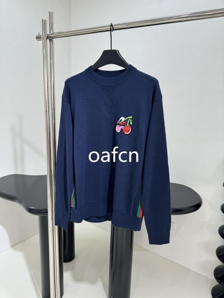 2024SS Spring Avanzado Nuevo Producto Sweater de algodón de algodón Hombres Round Bordery Bordado para hombres y femeninos Sweater Sweater Sweater Sweater Slit S-L