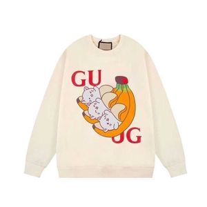 2024SS Autumn Sweatshirt Designer Sweater Banaan Cat Cartoon Print Pullover Top Men Women Casual lange mouwen shirt Round Neck Bointing