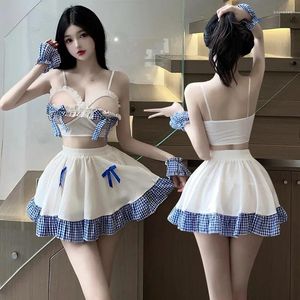 2024SS Bras Sets Womens Maid Costumes Costumes Bow Open Coffre Design Lolita Fancy Dress Cosplay Girls Love