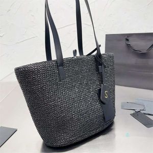 2024SS sac de plage design sac fourre-tout en paille femmes sac à main mode femme classique grande capacité dame sac fourre-tout de couleur unie