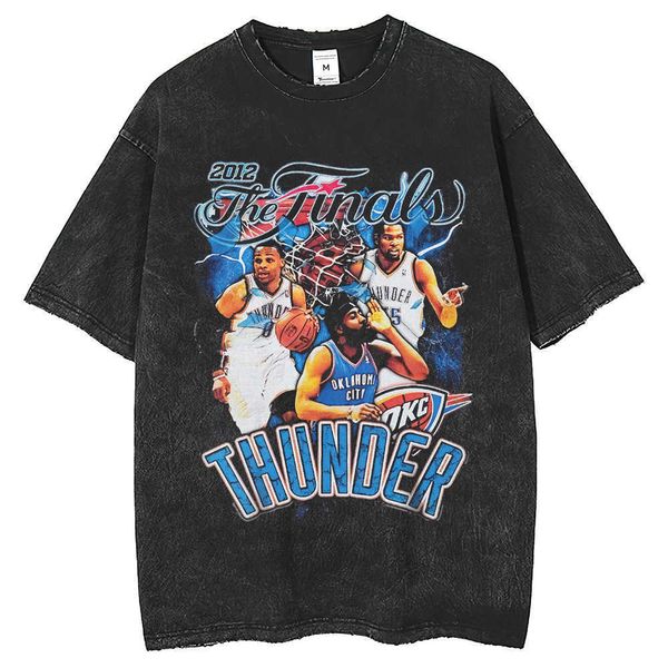 2024ss Designer 2024SS Designer hommes Hip-hop Re Washed Water Made hommes à manches courtes à la mode Thunder Team Portrait T-shirt