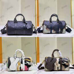 2024SS Designer Hommes Sac à bandoulière KeepAll Sac Hommes Designers Denim Cuir Bandoulière Sacs Encre Bleu Bourse De Luxe Ville Sac Rouleau En Cuir Poignée Sacs 25 cm