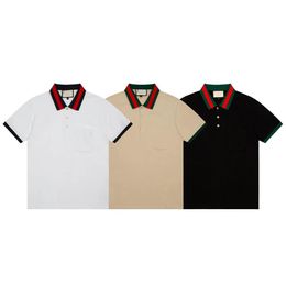 2024SS Stripe Polo Polo T-shirts Polos Snake Bee Floral Brodery Mens High Street Fashion Horse Polo T-shirt US SIZE XS-XL