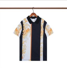 2024SS Stripe Polo Polo T-shirts Polos Snake Bee Floral Brodery Mens High Street Fashion Horse Polo T-shirt # 187