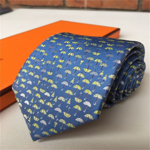 2024SS Designer Cravate Cravate en soie noir bleu Jacquard tissé à la main pour hommes mariage décontracté et cravate d'affaires mode Hawaii avec cravates de boîte