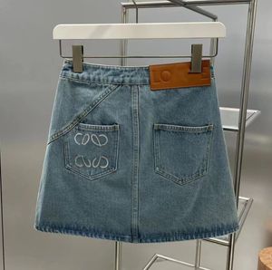 2024SS Designer Damesrokken Denim met riem hoge taille split mini demin rok voor vrouw zomer Korean Jeans Ladies Blue Streetwear Haruku Vintage