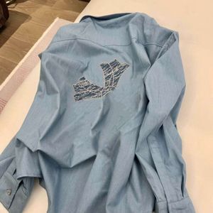 2024SS Early Spring dames shirt ontwerper shirts dames mode cross rhinestone lange mouwen blouse rapel raapje losse denim shirt maat s-l