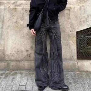 2024SS Fashion Casual Washed Jeans Pantalon noir pantalon Streetwear