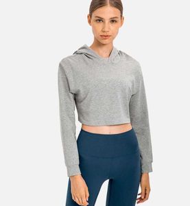 2024SS Vêtements de gym Femme Sweat à capuche L-02 Veste coton Coton Certes de yoga à ouverture de nombril