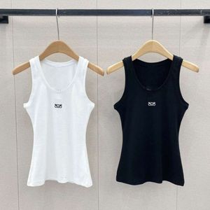 2024SS lo Women Vest Designer tanktops dames mode-borduurwerk grafisch mouwloze t-shirt gebreide camisole zomer twee kleur