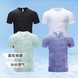 2024ss Lu Lemens Heren Outdoor T-shirt Heren Yoga Outfit Sneldrogend Zweetafvoerend Sport Korte Top Mannelijke Korte Mouw voor Fiess