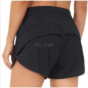 2024SS Lu Yoga séchage rapide Sport citrons Hotty Hot Shorts femmes décontracté Fitness faux deux pièces résistant à la lumière doublé Leggings course Golf Biker pantalon