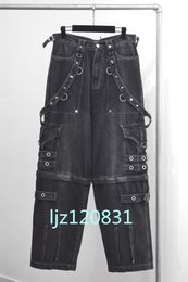 2024SS Heren Designer denim broek, knierits afneembaar, modieus, casual, gewassen denim heren designer broek, Eight Gods broek 28-34