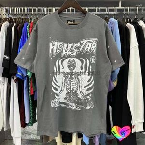 2024SS Heren T-shirts Hellstar T-shirt Skull Tee Mannen Vrouwen Grijs Hell Star Tops Korte Mouw Casual Los