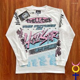 2024SS Heren T-shirts Vintage Streetwear Hellstar T-shirts Brain Racer Lange Mouw Top Tees Katoen Casual Losse Hell Star T-shirts Voor Mannen Vrouwen